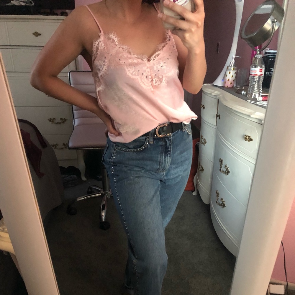 baby pink lace top